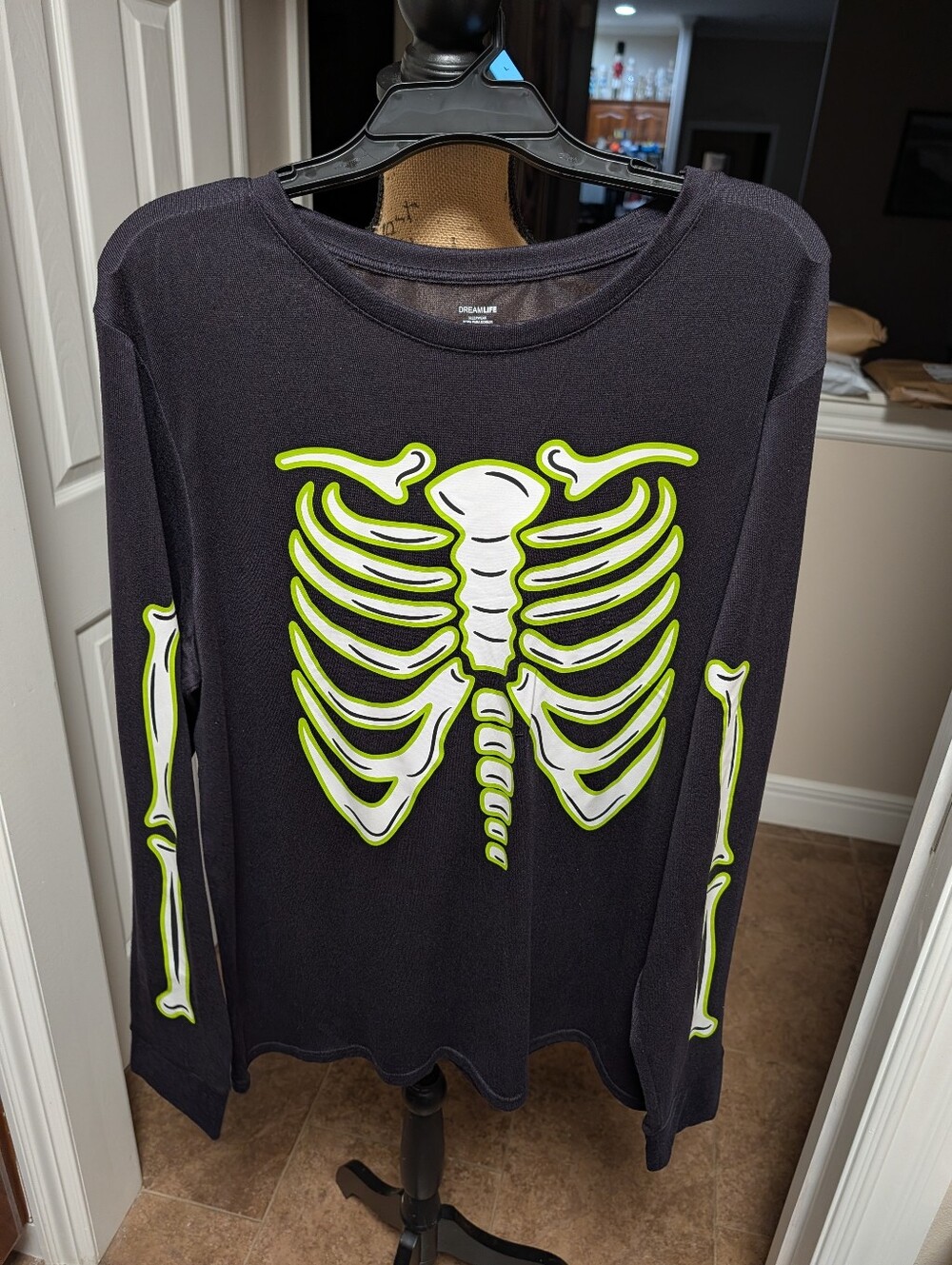 Adult Black Glow Skeleton Long-Sleeve Shirt